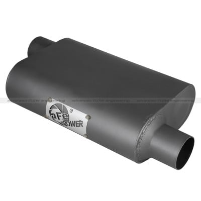 aFe Scorpion Replacement Alum Steel Muffler 2-1/2in In/Out Baffled Offset/Offset 13inL x10inW x4inH