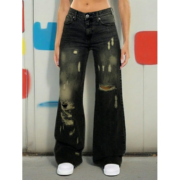 aPAY Jeans for Women Long Denim Hole Pants Y2k Vintage Street Style Regular Size