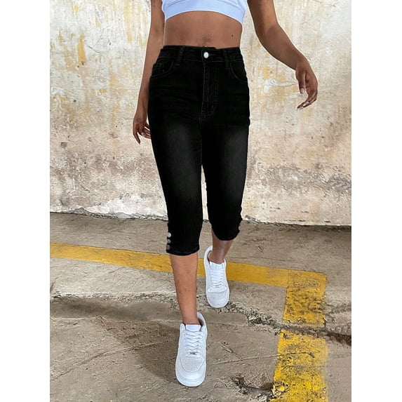 aPAY Jeans for Women Slim Fit Denim Shorts 5 Point Jeans Suitable for Daily Travel Regular Size