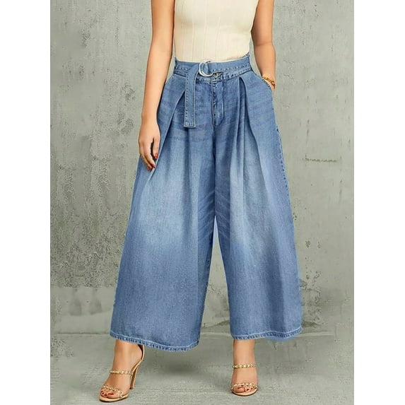 aPAY Womens Jeans Long Denim Loose Fit Pants Daily Wear Lace Up And Zip Fastening