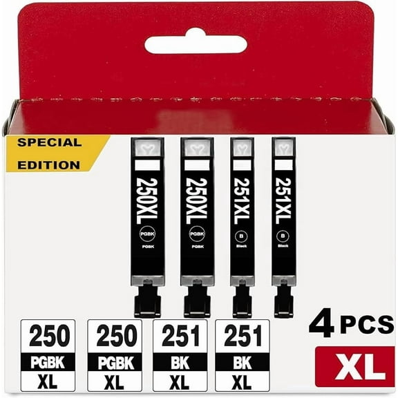 PGI-280 XXL PGBK Ink 4-Pack Replacement for Canon 280XXL for TR8620a TR8600 TR8622a TR8520 TS9521c TR7520 TS9120 TR8622 TS9520 TS6220 TS6320 TS702a TR8500 Printers for 280XXL 281XXL 280XL 281XL Black