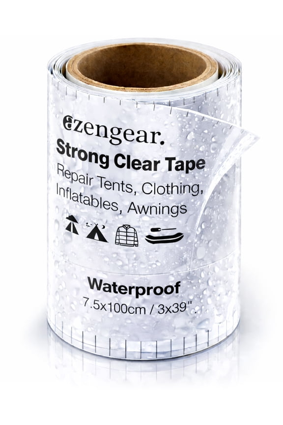 Clear Tenacious Waterproof Tape (3x40in Roll), Patch Repair Kit for Tents, Jackets, Inflatables, Awnings, RV