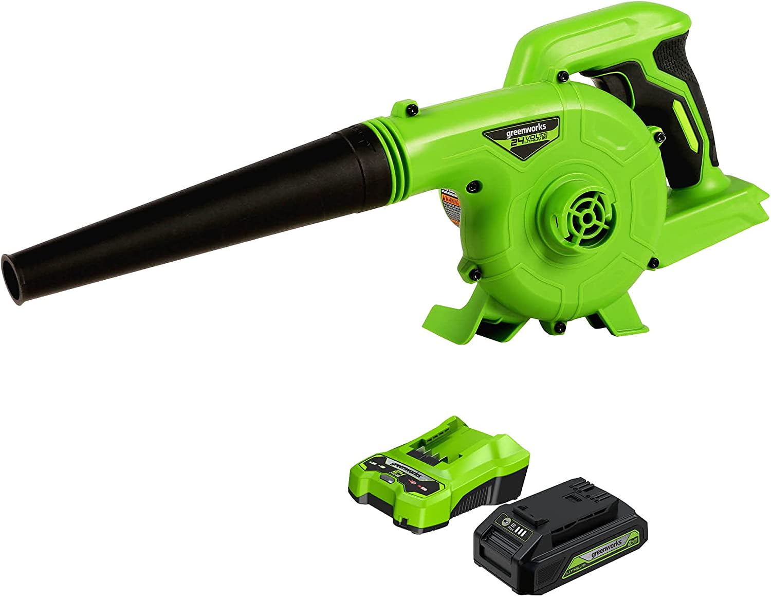 Greenworks 24V (90 MPH / 180 CFM / 200+ Compatible Tools) Cordless Shop Blower, 2.0Ah Battery and Charger Included