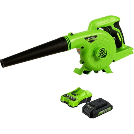 Greenworks 24V (90 MPH / 180 CFM / 200+ Compatible Tools) Cordless Shop Blower, 2.0Ah Battery and Charger Included