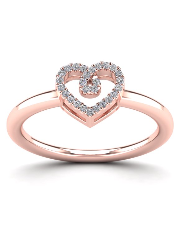 aaXia 10K Rose Gold 1/10ct TDW Diamond Loop Heart Ring