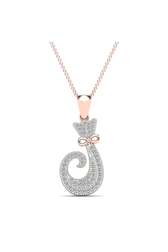 aaXia 10K Rose Gold 1/5ct. TDW Diamond Cat Pendant Necklace (H-I, I1-I2)