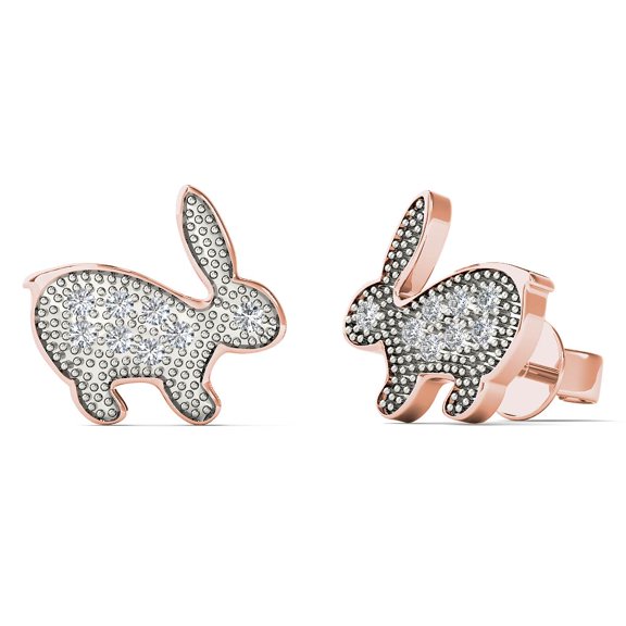aaXia 10K Rose Gold Diamond Accent Bunny Stud Earrings
