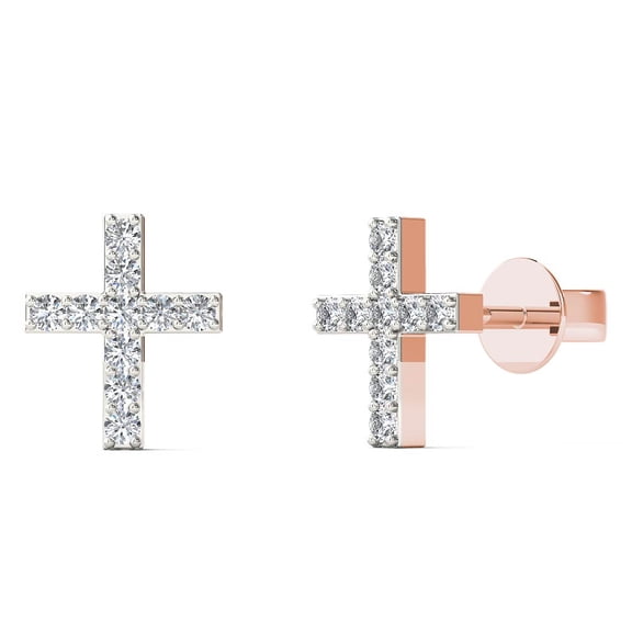 aaXia 10K Rose Gold Diamond Accent Cross Stud Earrings