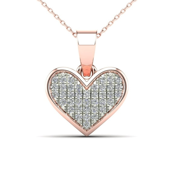 aaXia 10K Rose Gold Diamond Accent Heart Pendant Necklace