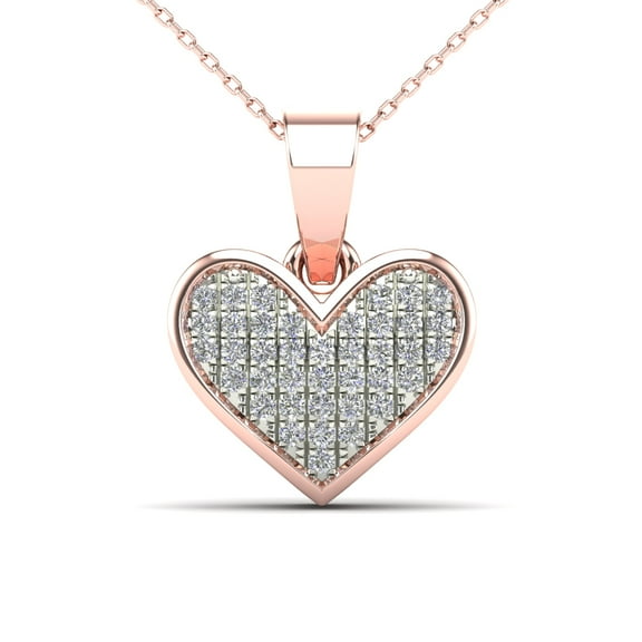 aaXia 10K Rose Gold Diamond Accent Heart Pendant Necklace