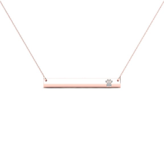 aaXia 10K Rose Gold Diamond Accent Paw Print Bar Necklace