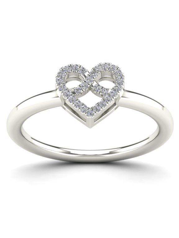 aaXia 10K White Gold 1/10ct TDW Diamond Heart Ring