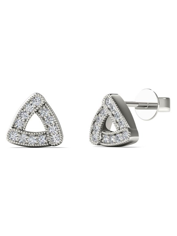 aaXia 10K White Gold 1/10ct TDW Diamond Triangle Stud Earrings