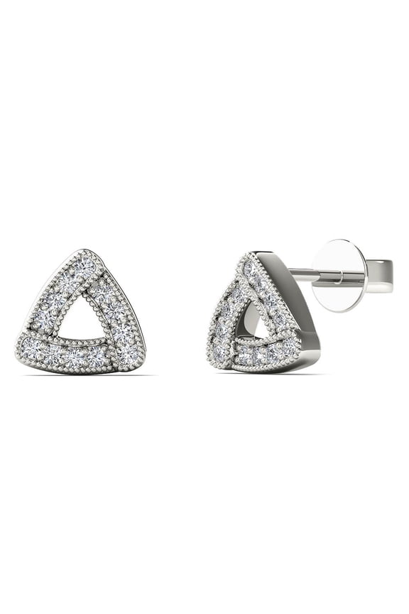 aaXia 10K White Gold 1/10ct TDW Diamond Triangle Stud Earrings