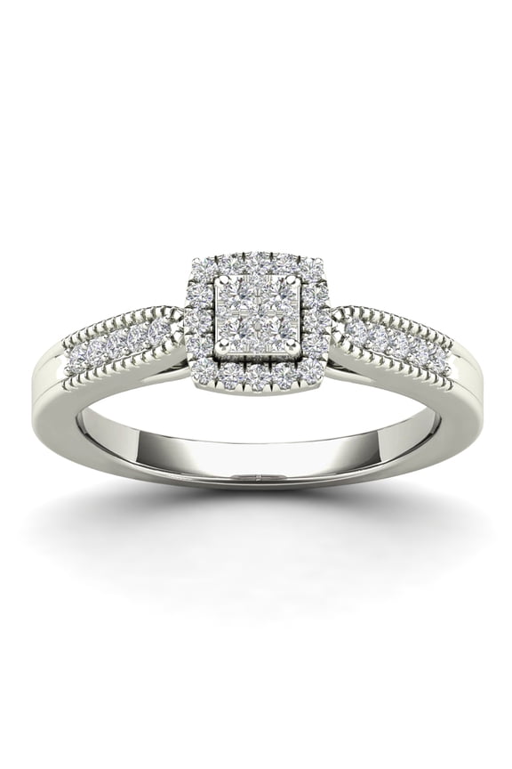 aaXia 10K White Gold 1/4ct. TDW Diamond Square Frame Engagement Ring (H-I, I1-I2)