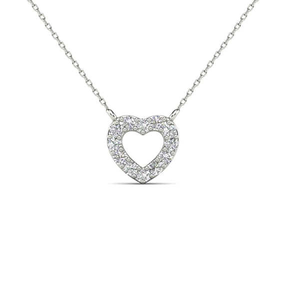aaXia 10K White Gold 1/5ct. TDW Diamond Heart Necklace (H-I, I1-I2)