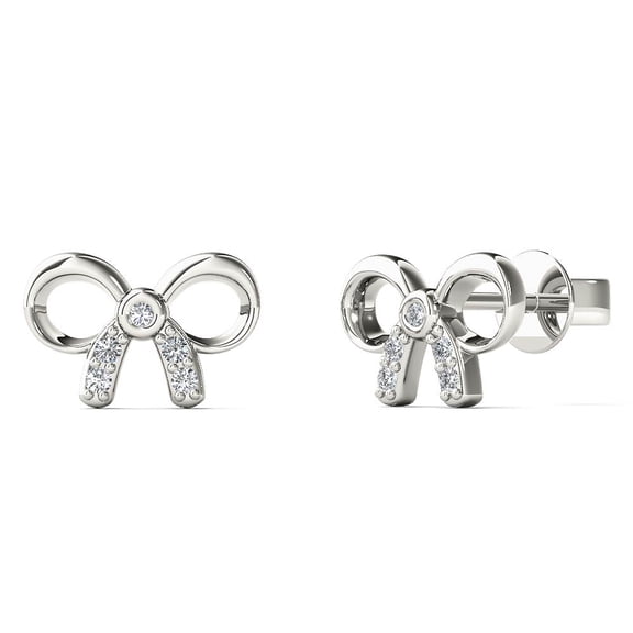 aaXia 10K White Gold Diamond Accent Bow Stud Earrings