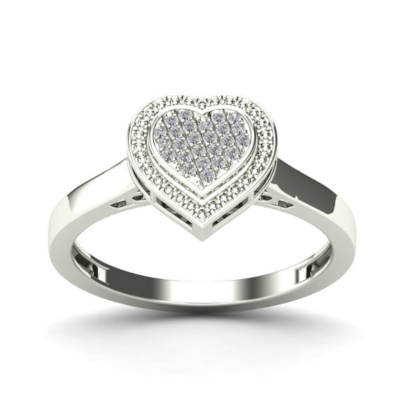 aaXia 10K White Gold Diamond Accent Fashion Heart Ring