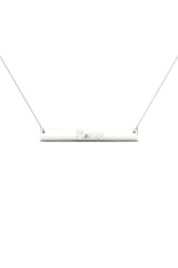 aaXia 10K White Gold Diamond Accent Love Bar Necklace