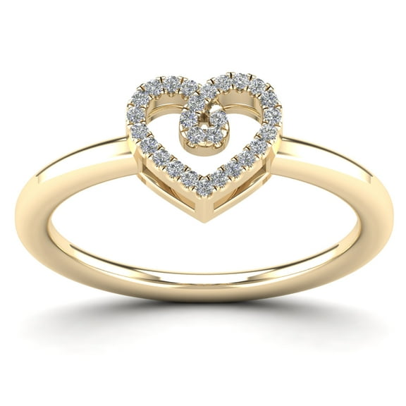 aaXia 10K Yellow Gold 1/10ct TDW Diamond Loop Heart Ring