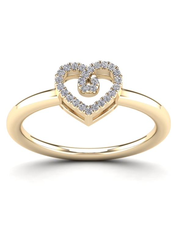 aaXia 10K Yellow Gold 1/10ct TDW Diamond Loop Heart Ring
