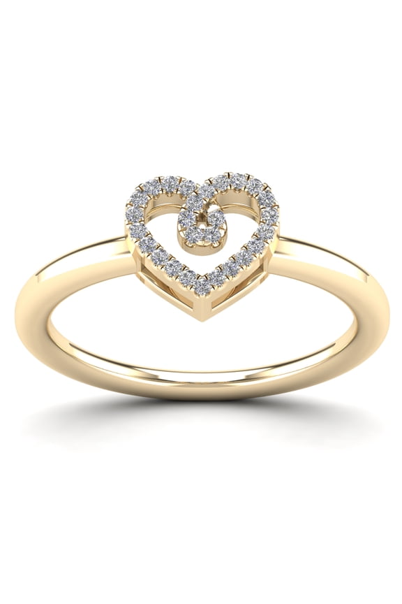 aaXia 10K Yellow Gold 1/10ct TDW Diamond Loop Heart Ring