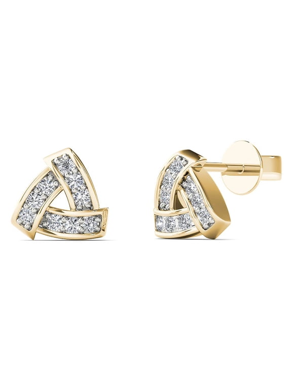 aaXia 10K Yellow Gold 1/10ct TDW Diamond Triangle Stud Earrings