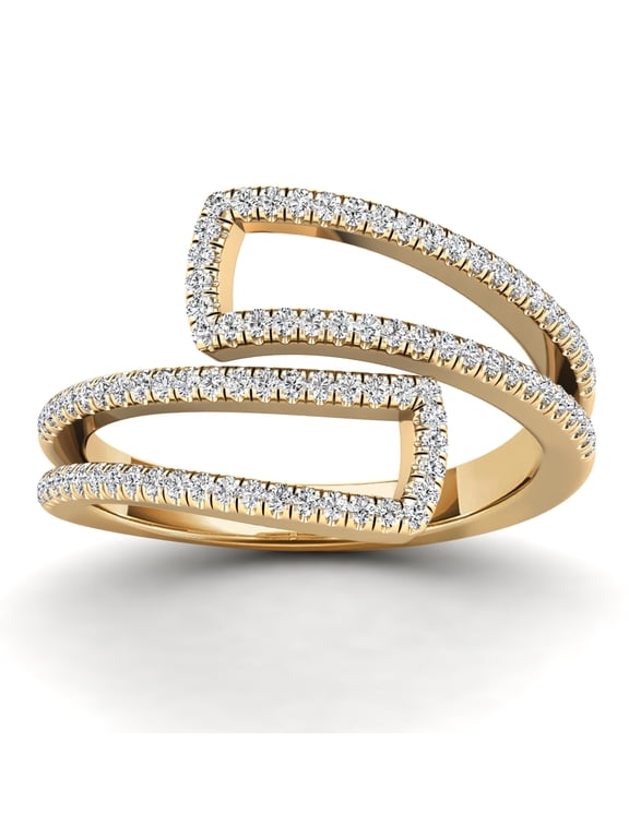 aaXia 10K Yellow Gold 1/3ct. TDW Diamond Bypass Open Shank Ring (H-I, I1-I2)