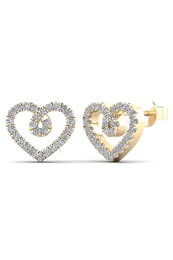 aaXia 10K Yellow Gold 1/5ct TDW Diamond Loop Heart Stud Earrings