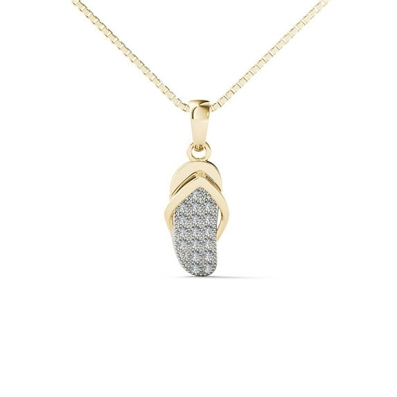 aaXia 10K Yellow Gold Diamond Accent Flip-Flop Pendant Necklace