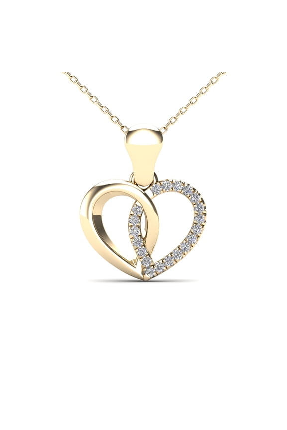 aaXia 10K Yellow Gold Diamond Accent Heart Pendant Necklace
