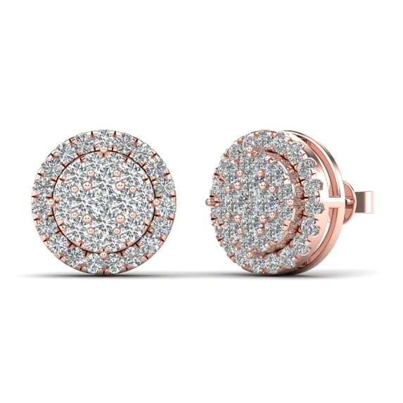 aaXia 14K Rose Gold 1 CT. TDW Diamond Cluster Stud Earrings