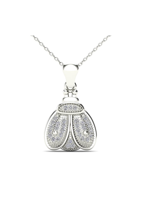 aaXia 14K White Gold 1/10ct. TDW Diamond Bumblebee Pendant Necklace