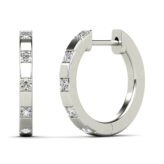 aaXia 14K White Gold 1/10ct. TDW Diamond Hoop Earring