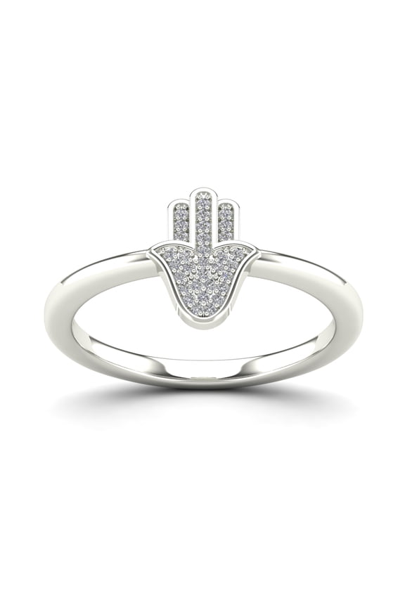 aaXia 14K White Gold 1/20ct. TDW Diamond Hamsa Ring (H-I, I1-I2)