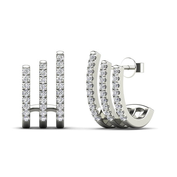 aaXia 14K White Gold 1/4ct TDW Diamond Triple Row Stud Earrings (H-I, I1-I2)