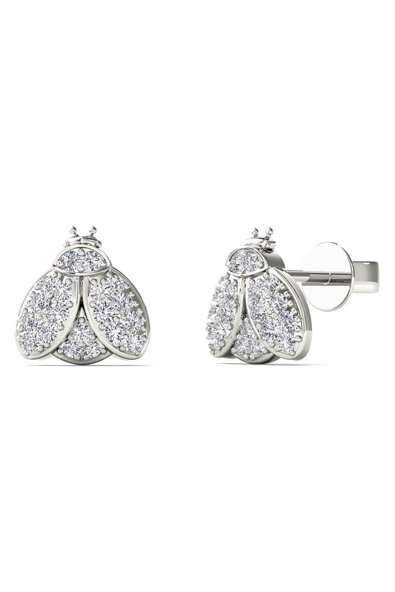 aaXia 14K White Gold 1/6ct. TDW Diamond Bumblebee Stud Earrings