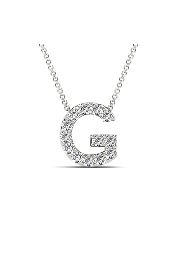 aaXia 14K White Gold Diamond 1/8ct. TDW Initial G Pendant Necklace