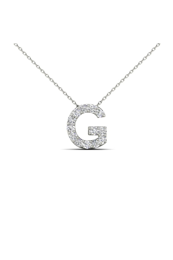 aaXia 14K White Gold Diamond 1/8ct. TDW Initial G Pendant Necklace