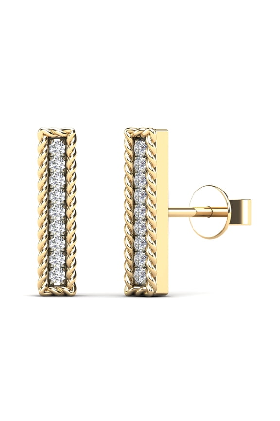 aaXia 14K Yellow Gold 1/20ct.TDW Diamond Vertical Bar Stud Earrings (H-I, I1-I2)