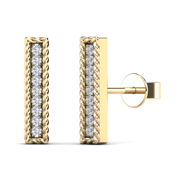 aaXia 14K Yellow Gold 1/20ct.TDW Diamond Vertical Bar Stud Earrings (H-I, I1-I2)