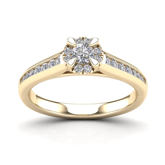 aaXia 14K Yellow Gold 1/2ct TDW Diamond Cluster Engagement Ring