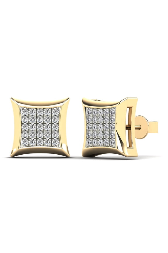 aaXia 14K Yellow Gold 1/5ct. TDW Diamond Concave Frame Stud Earrings (H-I, I1-I2)