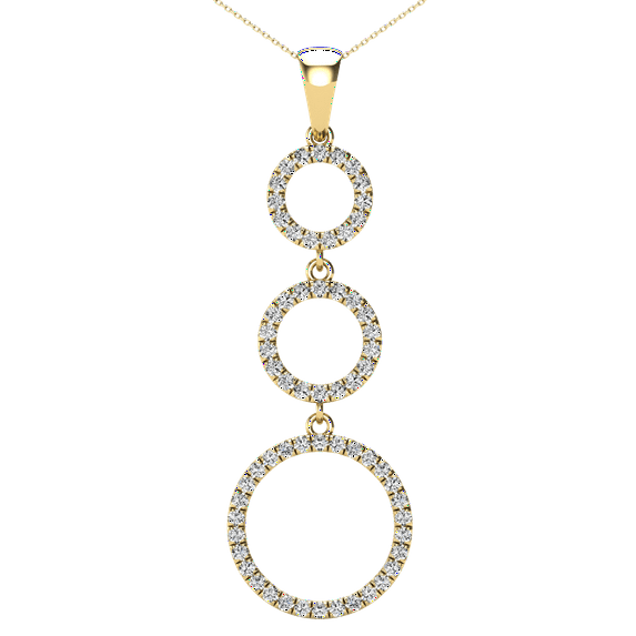 aaXia 14K Yellow Gold Diamond 1/4ct TDW Trio-Circle Pendant Necklace