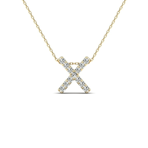 aaXia 14K Yellow Gold Diamond 1/8ct. TDW Initial “X” Pendant Necklace