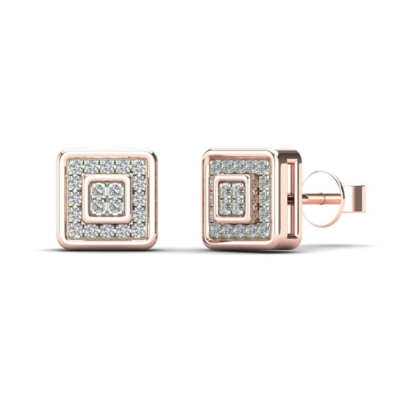 aaXia Men’s 14K Rose Gold 1/10ct TDW Diamond Square Stud Earrings