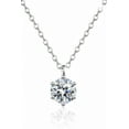 thumbnail image 1 of aamnaz Elegant Silver Pendant Necklace with Clear Round-Cut Stone, 40cm to 44cm - Adjustable, Sterling Silver, Cubic Zircon, 1 of 7