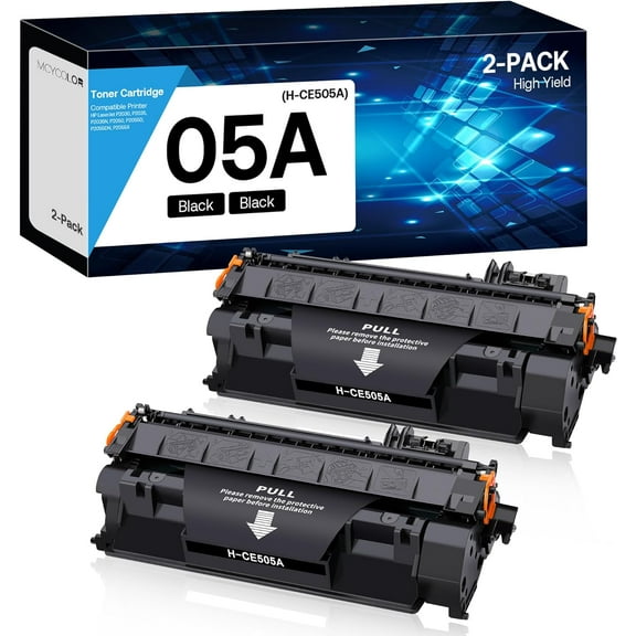05A Toner Cartridge High Yield Compatible for HP CE505A Replacement for HP P2035 P2035N 2035N P2055DN 2055DN P2030 P2050 P2055X P2055D Printer (2 Black)