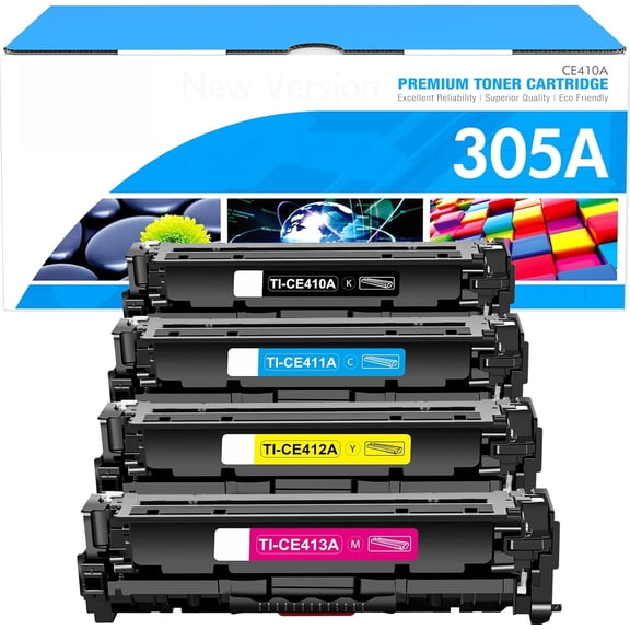 ab 305A Toner Cartridge 4-Piece Combo Pack Compatible for HP 305A 305X CE410A CE411A CE412A CE413A for Pro 400 Color MFP M451nw M475dn M451dn M351 M375 M451 M475 Series Printer