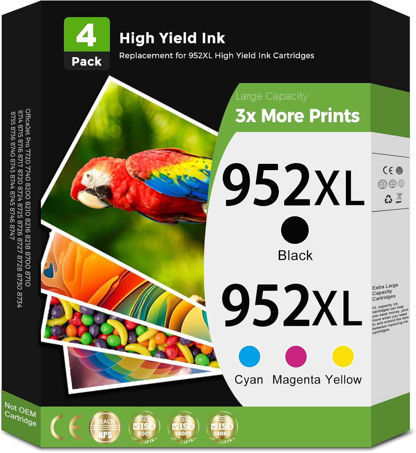 ab 952XL Ink Cartridges Black Color Combo for HP 952 XL Compatible for ...